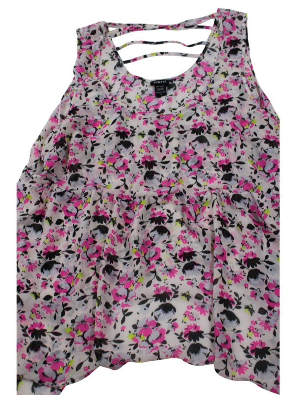 Floral Strappy Back Sleeveless Blouse By Torrid Size 3